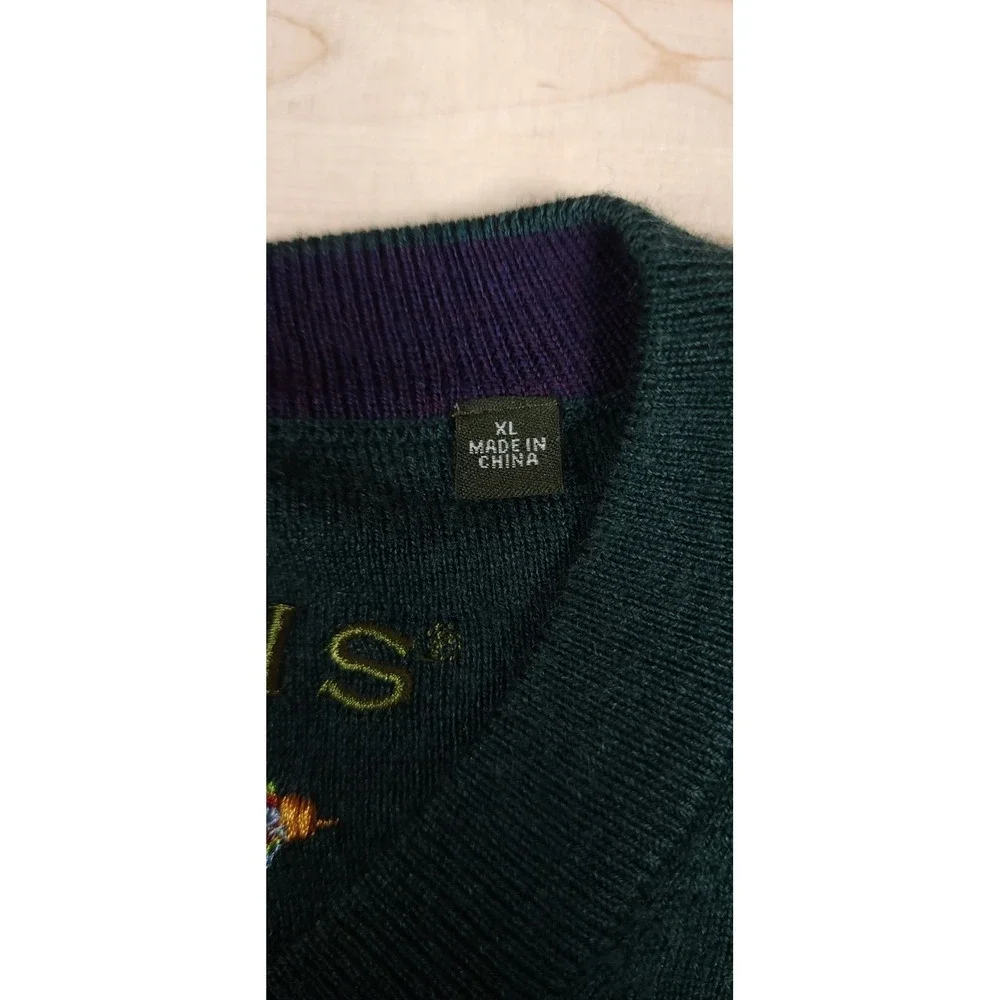 Orvis Mens VNeck Merino Wool V-Neck Pullover Sweater Size XL‎ Green